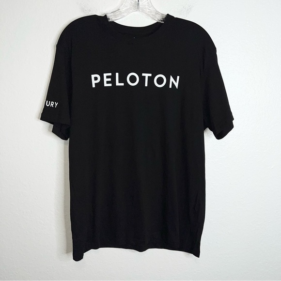 Peloton Shirt Black Medium Top Cycling Bike 100 Century Short Sleeve Unisex B28 - Picture 1 of 7